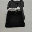 Ficerd 4 Pack Women's Long Sleeve T Shirts Scoop Neck Basic Tight Slim Fit Tops Casual Fashion Tee Shirts (Large, Black, Dark Gray, Light Gray, White)