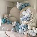 Dusty Blue Balloons Garland Arch Kit 139Pcs Fog Blue White Sand Balloons for Baby Shower Birthday Bear Theme Wedding Bride Anniversary Gender Reveal Party Decorations for Boy Girl Adult