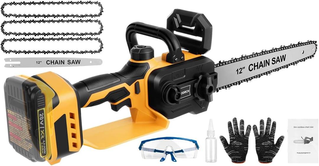 Mini Chainsaw Cordless Compatible for Dewalt 20V Battery (Without Battery) 12 Inch Handheld Brushless Electric Chainsaw with Auto Oiler & Security Lock, for Wood, Trees Cutting (Tool Only)