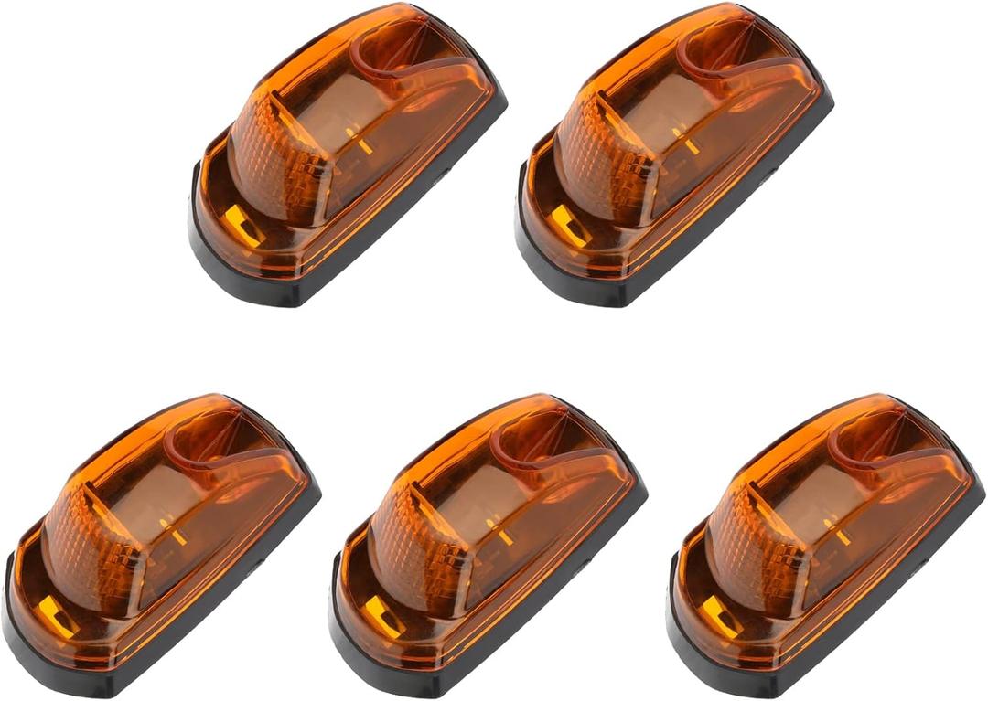 cciyu 5x Amber Lens Cab Marker Lights White LED Clearance Top Roof Running Lights Assembly Compatible with F250 F350 F450 F550 Full LED Cab Roof Marker Light Kit 2017-2021 Super Duty