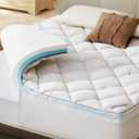 Bedlore 4-Inch Queen Mattress Topper for Back Pain - Dual Layer Medium Support (2" Gel Memory Foam + 2" Cooling Fluffy Pillow Top Pad), Breathable & Pressure Relief (White)