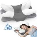 Cervical Neck Pillow for Pain Relief - Ergonomic Pillow Memory Foam Pillows for Sleeping, Cooling Orthopedic Neck Support Pillow, Contour Cervical Pillow Bed Pillow for Back Stomach Sleepers (White & Grey)