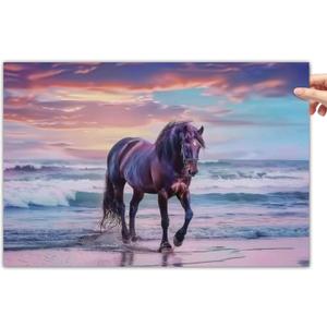 Colorful Beach Ocean Elegant Animals Horse Posters Room Decor Aesthetic Canvas Wall Art for Living Room Bedroom Prints Paintings Pictures Wall Decor Framed Unframed 12x18inch(30x45cm)