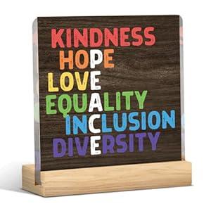 Gay Pride Coming Out Gifts for LGBT Gay Lesbian Funny Pride Decorations for Home Office Rainbow Peace Sunflower Decor 4 x 4 inches