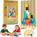 Wooden Montessori Russian Blocks Puzzle  3D Stacking Toy for 3-6 Year Olds Toddlers Educational Gift & Brain Teaser for Critical Thinking Montessori Brain Blocks for Boys & Girls (Classic)