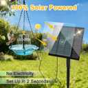 Yeomi Solar Fountain for Bird Bath, Solar Cascade Hanging Bird Bath Fountain, Large Hummingbird Bath with Solar Pump & Clear Blue Bowl, Outdoor Garden Decor