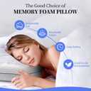 Gel Memory Foam Pillows for Sleeping- Standard Size -1-Pack - Medium Plush Feel - Neck and Shoulder Support - for Back-Side- Stomach Sleepers - Bed Pillows (White/Gray edge-4inch)