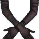 Avidlove Women's Long Sheer Gloves Tulle Mesh Gloves 1920s Wedding Opera Tea Party Dance Glove (Black)