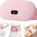 Heating Pad for Period Cramps, Cordless Rechargeable Wearable Heating Belt with Massage Vibration, 5 Heat Levels, Auto Shut-Off, Soft Flannel Comfort (Pink)