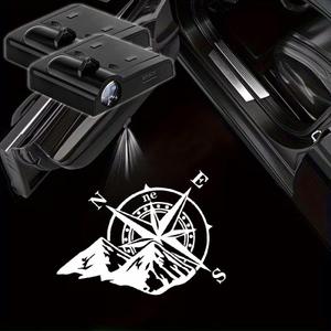 2PCS Car Door Light Projector,Compass Car Logo Projector LED Courtesy Ghost Shadow Welcome Lamp Puddle Lights Fit for All Cars,Compass Cars Accessories Decor,Compas Guide Gifts for Women Men