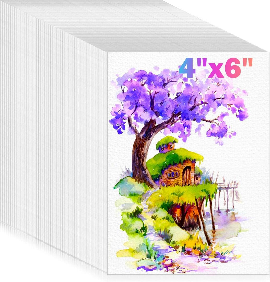 128 Sheets Watercolor Paper, 4"x6" Cold Press Water Color Paper for Kids Adults, 140lb/300gsm Artists Drawing Coloring Sketching Painting, Arts and Crafts Supplies, Valentine Gift Cards, White, Bulk