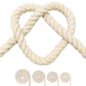 Cotton Rope, Black Cotton Cord, 3 Strand Twisted Macrame Cord (Beige, 10mm x 32 Feet)
