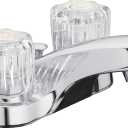 Aqua Vista 10-B421-AV Two Handle Bathroom Sink Faucet, Polished Chrome with Acrylic Round Knobs