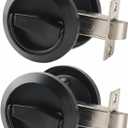 Dixiao 2 Pack Round Recessed Door Lock, Low Profile Door Knob, Hidden Install Cup Door Knob Lock, Flat Door Knobs, Low Profile Door Pulls, Pocket Bifold Door Hardware