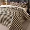 Tohrisa Cotton Plaid Quilt Set, Ultra Soft 3 Pieces Queen Size Bedding with 2 Pillow Shams, Lightweight Reversible Coverlet Bedspread with Wave Quilting for Summer, 90"x96", Grid- Dark Green