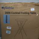 28in Cocktail Folding Table, Round High Top Bar Height Black Table, 28×43 in