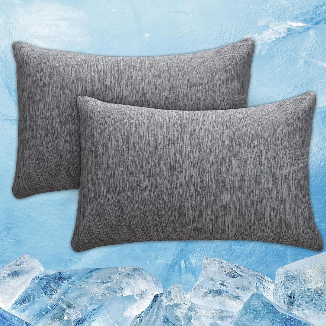 CHOSHOME Cooling Pillow Cases Zipper Pillow Covers Q-Max > 0.45 Zippered Pillowcases for Hot Sleepers, Soft, Breathable, Skin-Friendly, 2 Pack (Queen, 20"x30", Dark Grey)