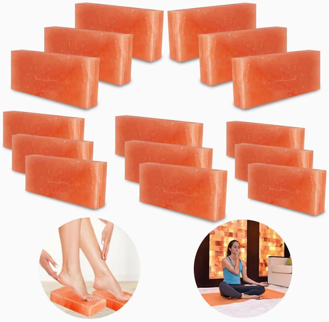 ZK Himalayan Pink Thinest Salt Tiles 8x4x0.75 for Sauna and Spa- Pack of 20 Salt Bricks for Salt Wall, Cave Experience, Salt Blocks of 1.95 lbs for Home DIY Decor & Improvement Projects