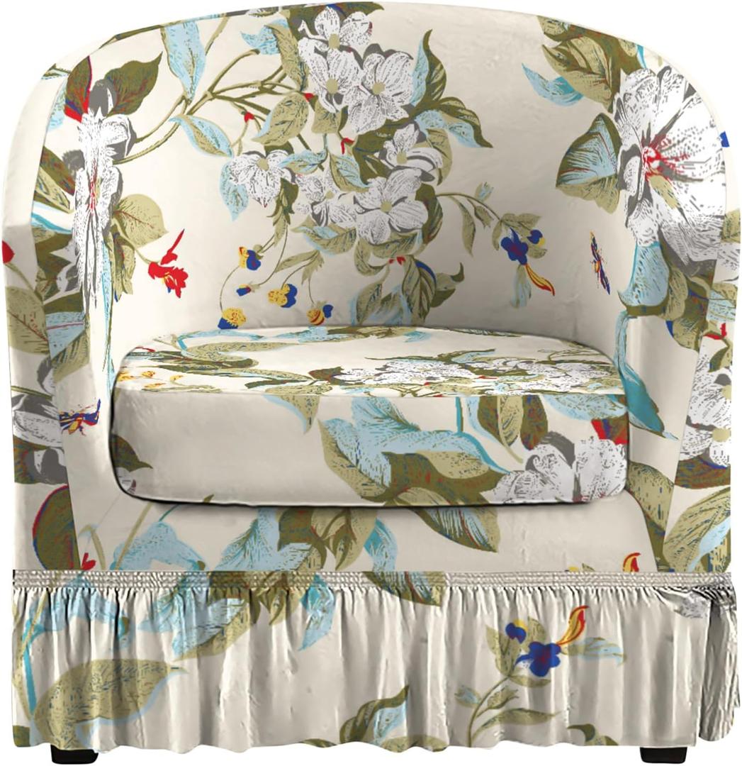 2 Piece Club Chair Slipcover Stretch Barrel Armchair Chair Covers Slipcovers Soft Removable Washable Chair Covers Protectors for Living Room Chair Couch Covers