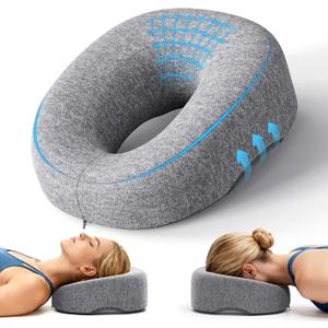 A-Pce Face Down Pillow for Massage Table, Memory Foam for Prone Down Sleeping, BBL Pillow After Eye Surgery & Vitrectomy Recovery, Face Cradle, Massage Headrest for Bed, Gray