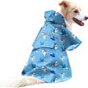 NACOCO Large Dog Raincoat Adjustable - Pet Shark Water Proof Clothes Lightweight Rain Jacket Poncho Hoodies with Strip Reflective Blue (L, Blue Shark)
