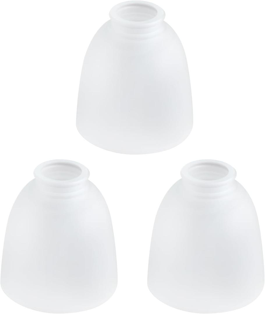 3 Pack White Frosted Glass Shade Replacements, Ceiling Fan Light Covers Glass Globes Lampshades for Chandelier, 4.92"High, 4.72"Diameter, 1.65 "Fitter, Bell Shaped Glass Shades for Vanity