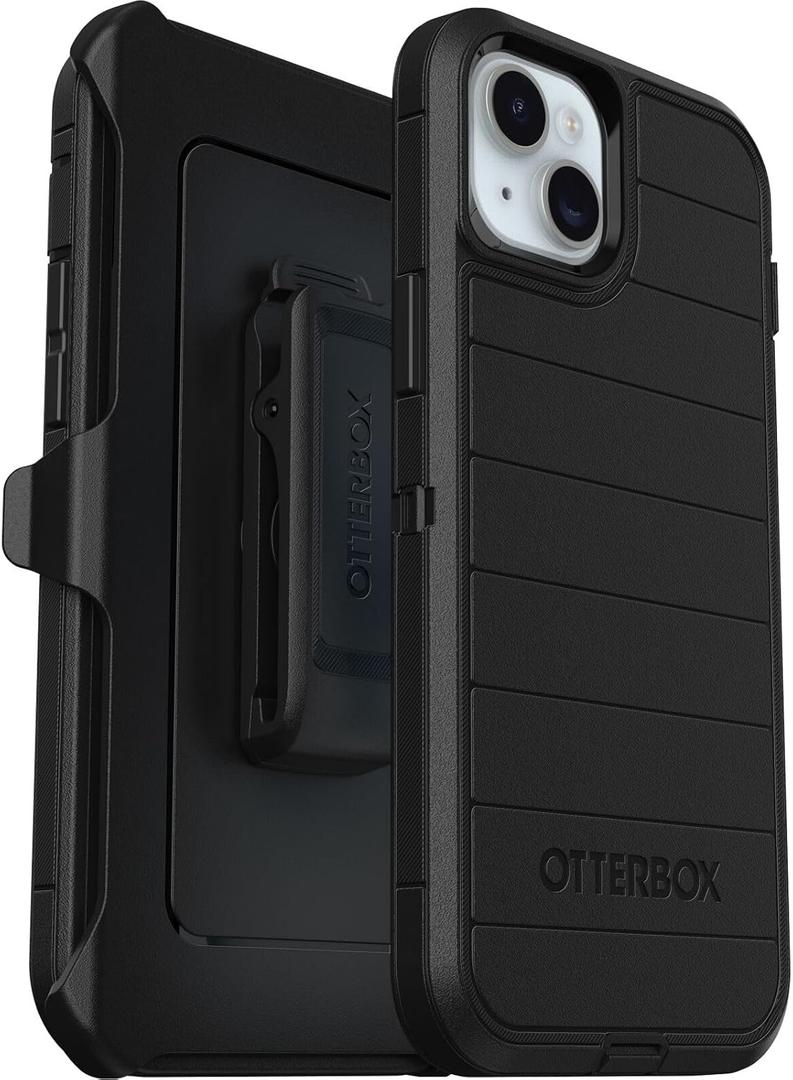 OtterBox iPhone 15 Plus and iPhone 14 Plus Defender Series Pro Case - Black, screenless, Rugged & Durable, with Port Protection, Includes Holster Clip Kickstand
