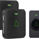 AVANTEK Wireless Door Bell, CB-12 Mini Waterproof Doorbell Chime Operating at 1000 Feet with 52 Melodies, 5 Volume Levels & LED Flash (2 Receivers Black)