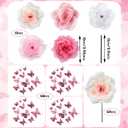 108 Pcs Pink Rose Christmas Tree Decorations Set Include 60 Pcs Faux Rose 3.94 Inch and Stems Ornaments and 48 Pink Magnetic Butterfly with Adhesive Dot for DIY Wreath Wedding Floral Pick