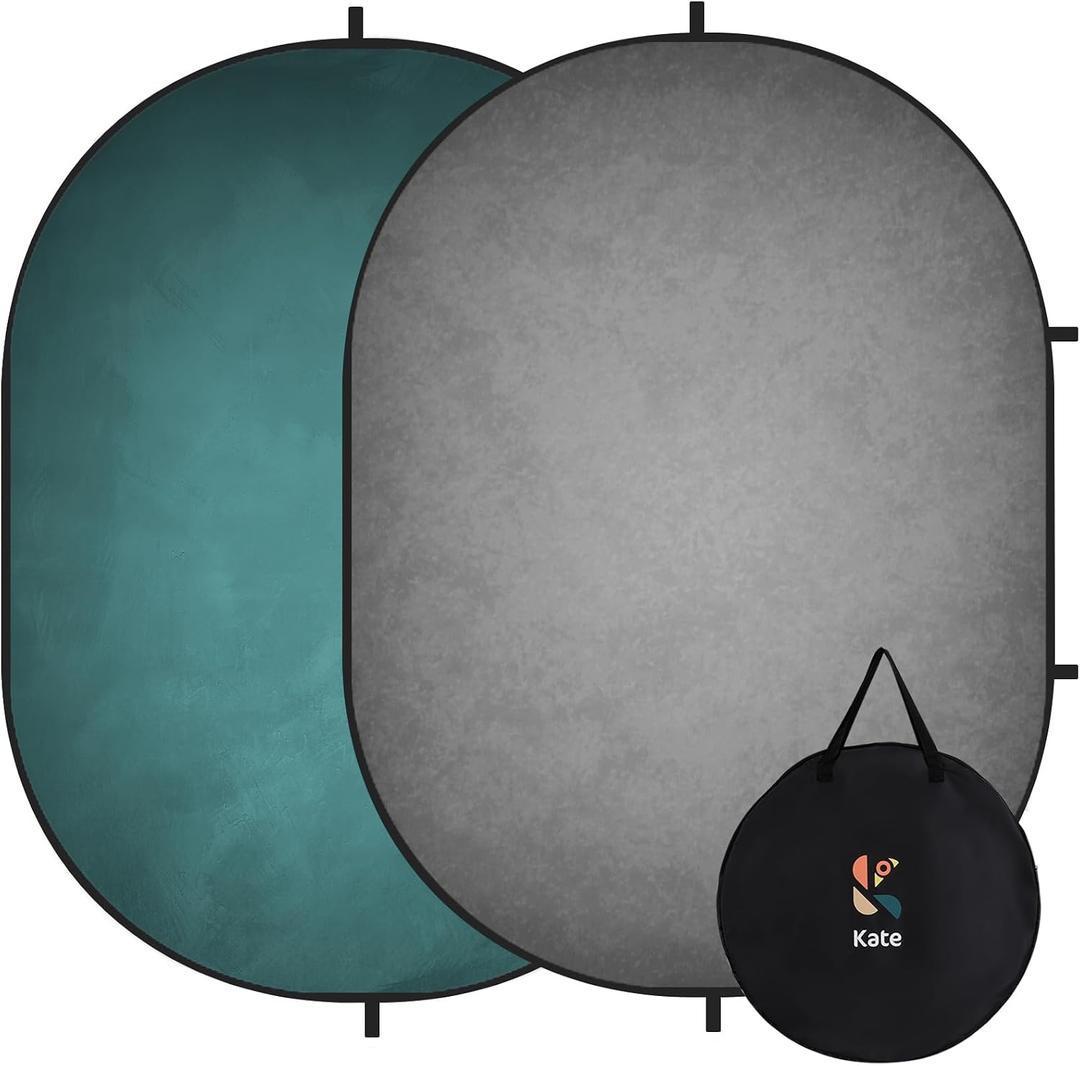 Kate Pop up Backdrop Gray Collapsible Backdrops for Photography Studio Portable Backdrop for Headshot, 5x6.5ft