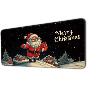 Desk Pad Protector, Office Desk Mat, Large Mouse Pad, Non-Slip Desk Blotter, 23.6x11.8 inch, Merry Christmas Claus Delivering Presents
