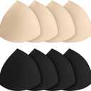 Bra Pads Inserts, Removable Sports Bra Inserts Bra Cups Inserts Padded Bra Inserts for Women's Bikini Top Swimsuit 2 Beige L + 2 Black L, C/D