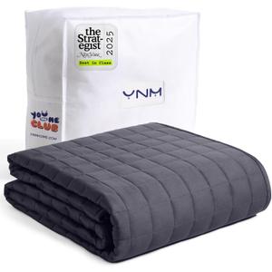 YnM 12lbs Weighted Blanket for Adults, Breathable Heavy Bed Throw Blanket with Cooling Glass Beads for All Season Use, Ideal for ~110lbs (48x72 Inches, Twin/Full, Dark Grey)