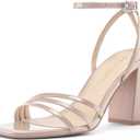 MIRAAZZURRA Womens Heeled Sandals, Square Open Toe Chunky Block Heels with Ankle Strap, for Women Daily Party Dress Comfortable Heels (9, Nude)