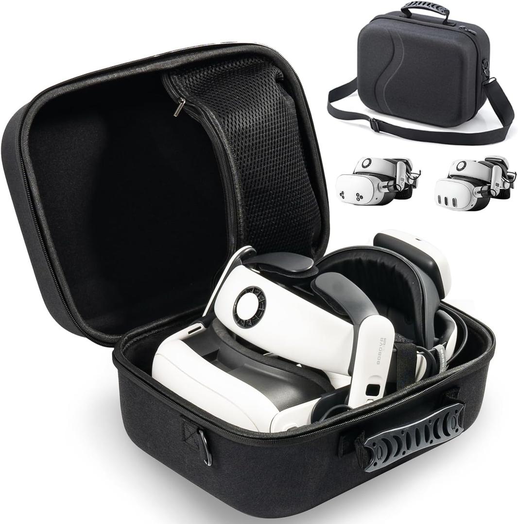 Carrying Case for Meta Quest 3, Travel Bag Compatible with BOBOVR S3 Pro Battery Head Strap, Controllers and Other Accessories, Hard Shell Case and Superior Protection for Oculus Quest 3 (Black)