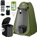Portable Toilet Kit, Camping Toilet with Pop-Up Privacy Tent and Poo Gel Toilet Bags, Washable Portable Outdoor Showers Changing Rooms