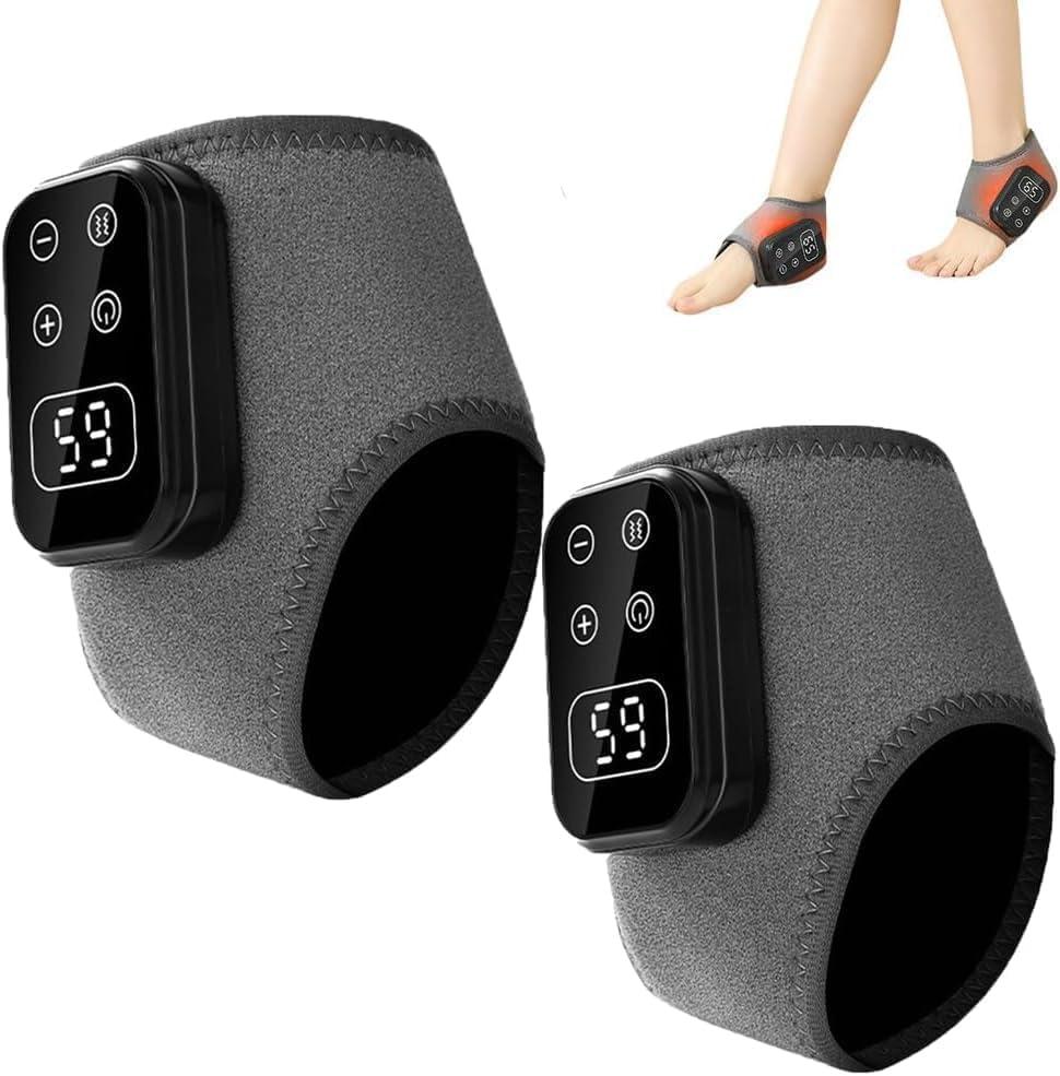 Portable Foot and Ankle Massager - Triple Method Foot Massager with 5 Heat & 3 Vibration Levels, Smart Timer, Wireless for Heat Relief for Travel & Home Use (2-Pack)