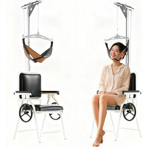 Professional Cervical Traction Device & Neck Stretcher Chair - Adjustable Home Neck Pain Relief System with Force Gauge, Use for Spinal Decompression, Relieve Numbness & Stiffness, Foldable