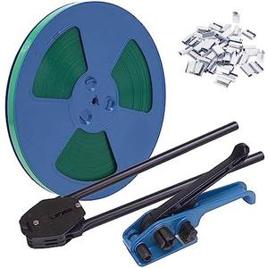 LNYEBN Pallet Banding Strapping Kit with Polyester(PET) Strapping Tensioner, 300ft 5/8" Polyester (PET) Strapping Roll and 50pcs Steel Seals