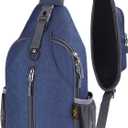 WATERFLY Crossbody Sling Backpack Sling Bag Travel Hiking Chest Bag Daypack (Navy Blue)