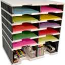 Ultimate Office Desk Letter Tray Organizer with Riser Storage Base  10 Compartment Unit