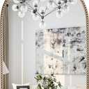 Antique Gold Arched Wall Mirror 20"x30", Ornate Beaded Metal Frame Bathroom Mirror, Vintage Decorative Wall Mirror for Bedroom, Living Room, Entryway, or Vanity Dcor