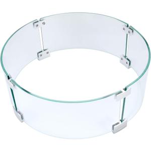Fire Pit Wind Guard, 17" Glass Wind Guard for Fire Pit Round Table, Made of Clear Tempered Glass, Set with Assembly Instructions