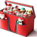Christmas Figurine Storage Box & Nutcracker Storage Containers with Visible Lid and Cardboard Dividers, Keeps 8 Holiday 15"-Figurine Collectibles, Xmas Decoration Storage Bag, 600D Oxford / Tear-Proof