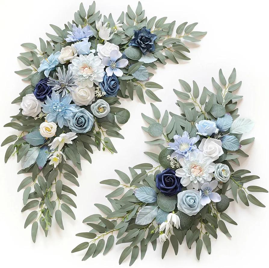 Artificial Wedding Arch Flowers Kit(Pack of 2) for Wedding Arch, Bridal Shower, Ceremony and Reception Backdrop Decoration (Blue Inspiration)