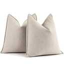 ZWJD Beige Pillow Covers 20x20 Set of 2 Chenille Throw Pillow Covers with Elegant Design Soft and Luxurious Decorative Throw Pillows for Couch, Bed, and Home Decor
