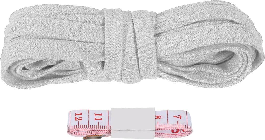 PATIKIL Flat Drawstring Cord 10mm x 5 Yd, Draw String Replacement Flat Rope Soft Cotton Hoodie String Cords Roll with Ruler for Sweatpants Shorts Pants Strap Garment, Grey