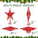 Blulu 10 Inches Red Christmas Star Topper Xmas Tree Topper Glitter Treetop Star for Christmas, 25 x 22 x 5 cm