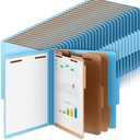 Skyygemm 60 Pcs Classification Folders Letter Size, Back to School Supply for Teacher, Student, 3 Dividers Pressboard File Folder Bulk with 2 Fasteners, 3.5 Inch Expanding File Organizer (Blue)