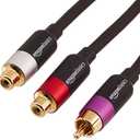 Amazon Basics RCA Y-Adapter Splitter Cable, 2-Female to 1-Male, Gold-Plated, for Subwoofer and CD Player, Dual Shielded, 12 Inches/30.4 cm, Black